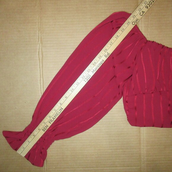 Cropped Burgundy Long-Sleeve Blouse | Size Small - Picture 8 of 11